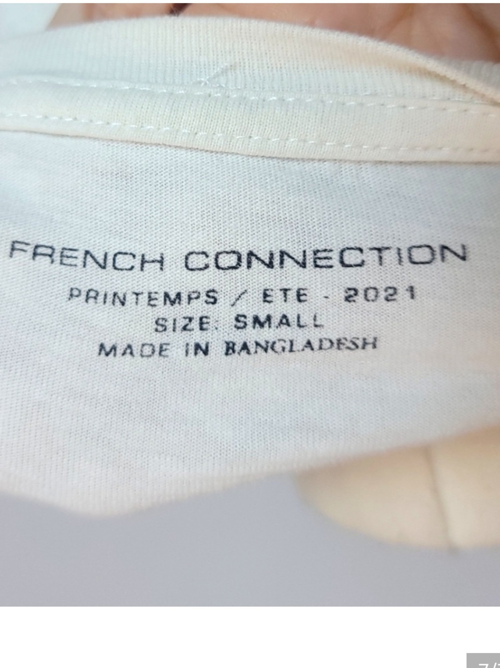 French Connection White Cropped Tee with Black and Red Graphic - Picture 5 of 5